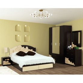 Тумба прикроватная Оливия венге / крем с патиной