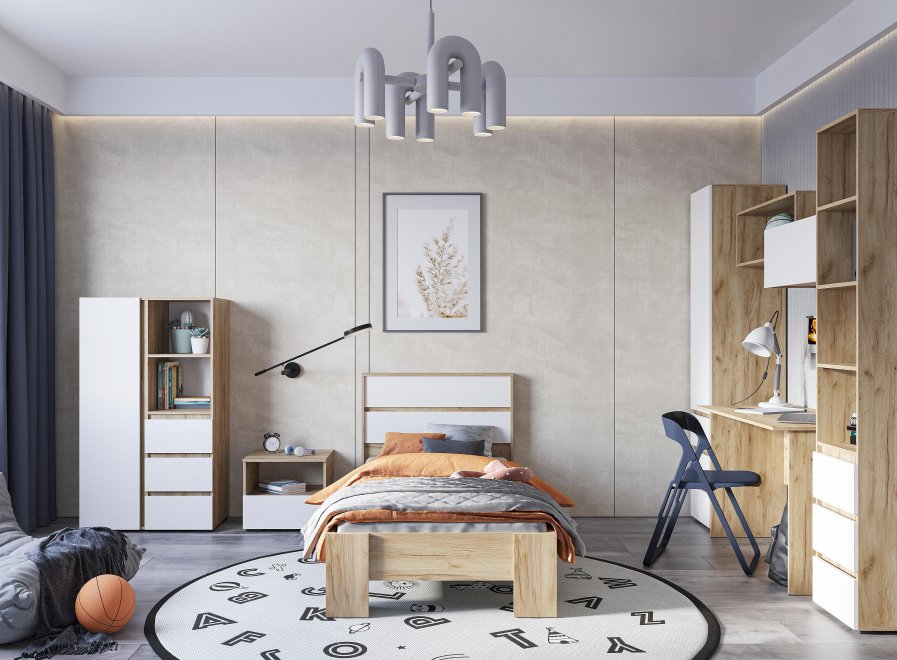 Детская комната Элла комплектация 3 белый / дуб крафт золото