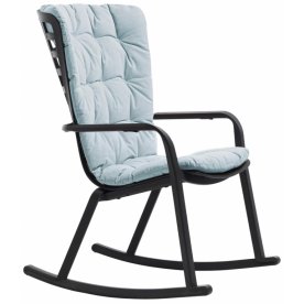 Кресло-качалка пластиковое с подушкой Folio антрацит / голубой