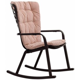 Кресло-качалка пластиковое с подушкой Folio антрацит / розовый