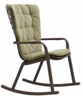 Кресло-качалка пластиковое с подушкой Folio табак / зеленый