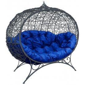 Диван из ротанга Улей серый / синий