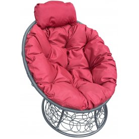 Кресло из ротанга Папасан мини серый / красный