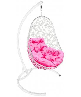 Подвесное кресло Овал белый / розовый