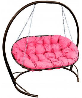 Подвесной диван Мамасан коричневый / розовый