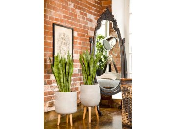 Кашпо Страйп Круглое с Подставкой D37 H61 WSTRIP37-T