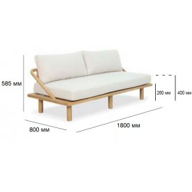 Диван деревянный трехместный с подушками Denmark натуральный / льняной бежевый
