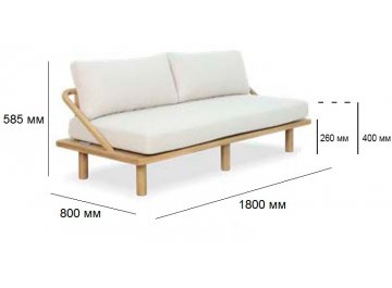 Диван деревянный трехместный с подушками Denmark натуральный / льняной бежевый