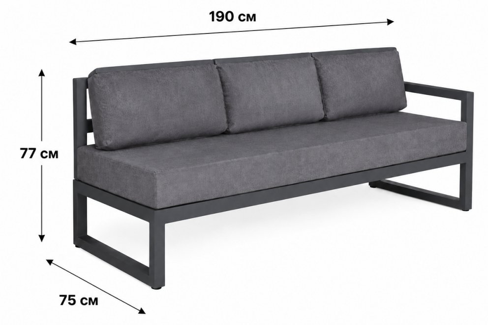 Диван Capri правый 190 antracite grey