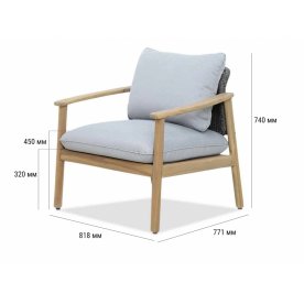 Лаунж-кресло деревянное с подушками Freeport песочный / угольный / серый