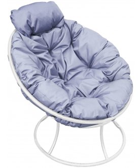 Металлическое кресло Папасан мини белый / серый