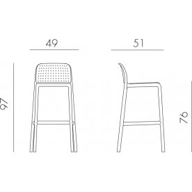 Стул пластиковый барный Lido тортора