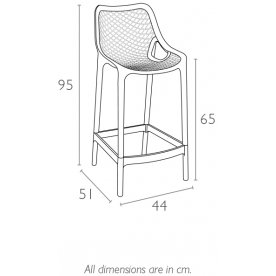 Стул пластиковый полубарный Air Bar 65 красный