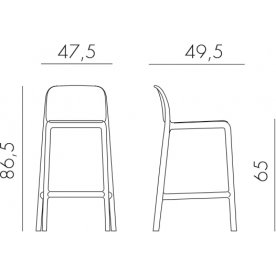 Стул пластиковый полубарный Faro Mini голубой