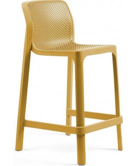 Стул пластиковый полубарный Net Stool Mini горчичный