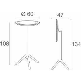 Стол пластиковый барный складной Sky Folding Bar Table 60 черный
