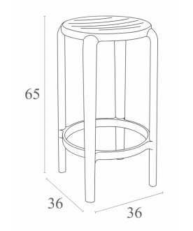 Табурет пластиковый полубарный Tom Bar 65 бежевый