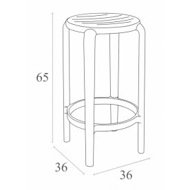 Табурет пластиковый полубарный Tom Bar 65 марсала