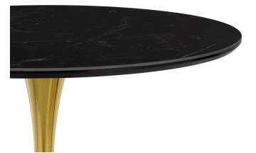Керамический стол Тулип 90х73 черный мрамор / золото