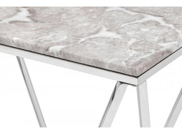 Консольный столик Бруно 122х41 серый мрамор / сталь серебро