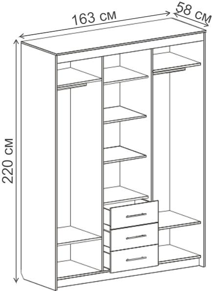 Шкаф-купе ШК-05 дуб сонома / дуб сонома