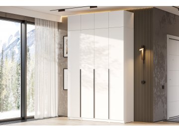 Шкаф распашной Даиго с антресолью белый текстурный комплектация 1