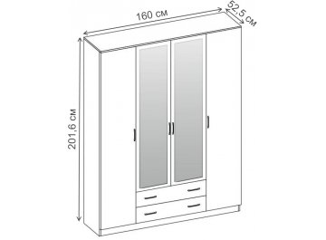 Шкаф четырехдверный Кэт - 7