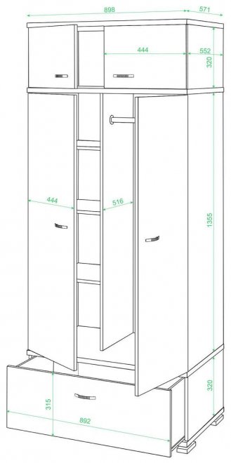 Шкаф КС-20 венге / карамель