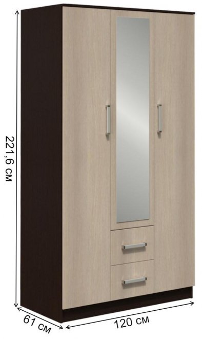 Шкаф трехдверный Фиеста венге / лоредо