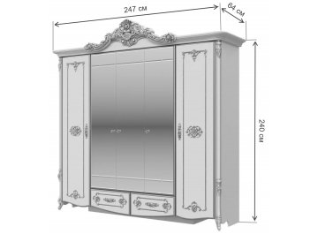 Шкаф для одежды Дольче Вита белый глянец с серебром