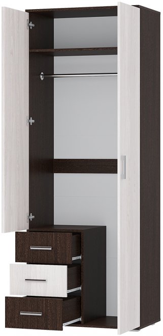 Шкаф двухдверный Белла венге / ясень белый