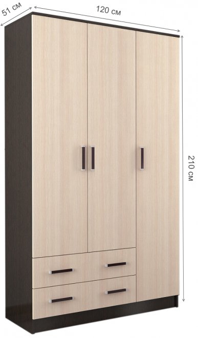 Шкаф Лагуна 1,2 без зеркала венге / дуб молочный