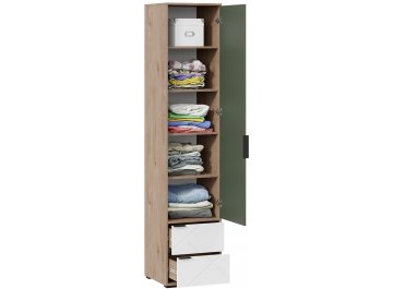 Шкаф-пенал Лео ТД-410.07.21 гикори джексон / белый матовый / дымчатый зеленый