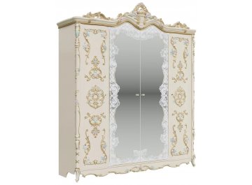 Шкаф для одежды Людовик 4-хдверный слоновая кость кракелюр