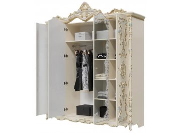 Шкаф для одежды Людовик 4-хдверный слоновая кость кракелюр