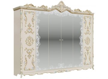 Шкаф для одежды Людовик 6-тидверный слоновая кость кракелюр