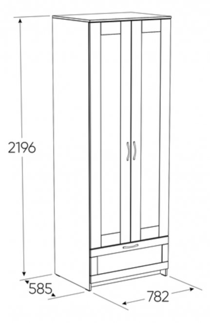 Шкаф Сириус двухдверный с выдвижным ящиком дуб сонома