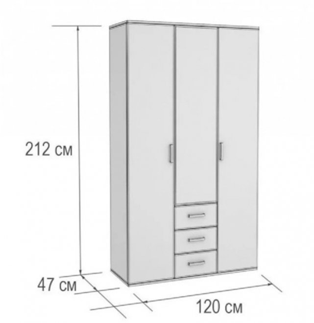 Шкаф трехдверный Белла венге / ясень белый