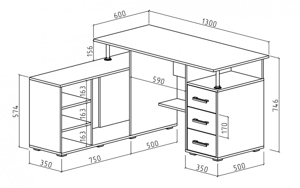 Компьютерный стол Амбер-11 дуб золотистый