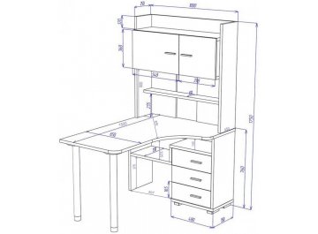 Компьютерный стол Домино СР-133-150 КШ-Ч-правый