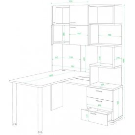 Компьютерный стол Домино СР-500М/160 КШК-Ч-правый