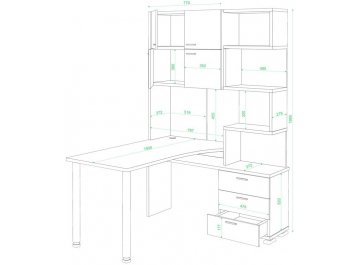 Компьютерный стол Даланта СР-500М/190 КШК-Ч-правый