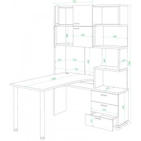 Компьютерный стол Домино СР-500М/190 ШБЕШ-Ч-левый
