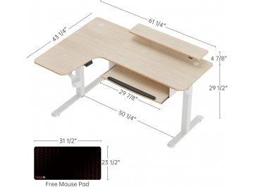Компьютерный стол Eureka ERK-EHD-L60L-MW