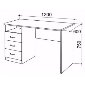 Компьютерный стол Галерея 1200 (с радиусной надстройкой) ясень шимо темный / крем / рисунок Снежный барс