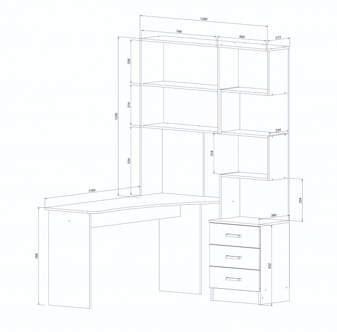 Компьютерный стол Ганор левый дуб вотан / белый  - Уцененный экземпляр