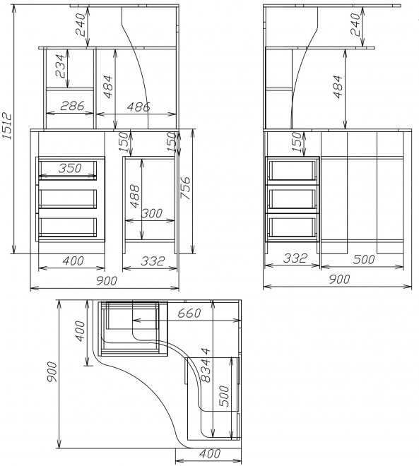 Компьютерный стол Мебелеф - 4 дуб молочный / белоснежный глянец левый