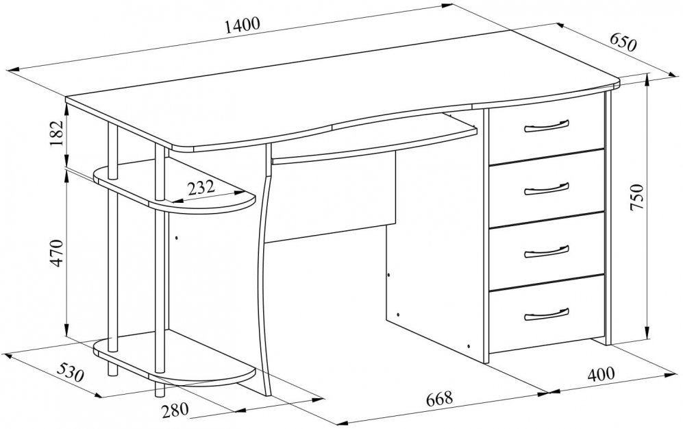 Компьютерный стол С-222БН блэквуд сатиновый