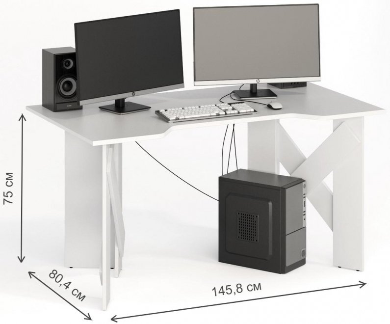 Компьютерный стол СКП-10 GL-10 белый