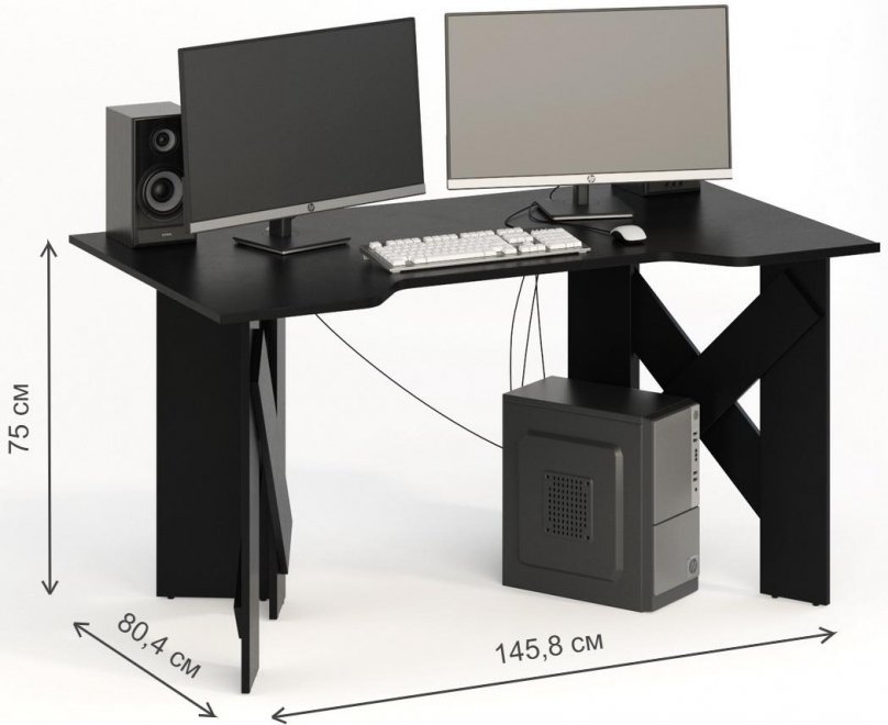 Компьютерный стол СКП-10 GL-10 черный